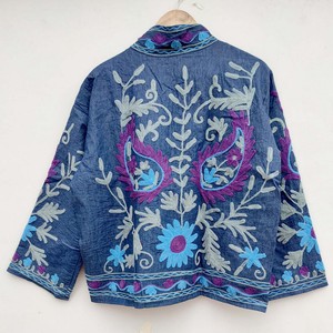 2026 Handmade <b>Reversible</b> Indian <b>Coat</b> Floral Embroidered Suzani Jacket in 100% Cotton Winter Printed Wool Lining Wholesale - Product Image 2