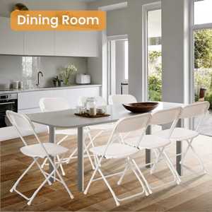 Chaise pliante moderne en acier inoxydable blanc, légère et empilable, pour le camping, le jardin, les pique-niques et les événements - Product Image 6