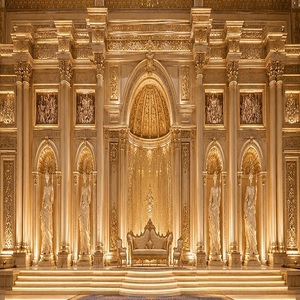 Escenario de Boda de Dos Pisos Estilo Palacio Dorado Romano Imperial para Uso en Exteriores, MOQ Bajo, Entrega Rápida, Fibra Shobha - Product Image 1
