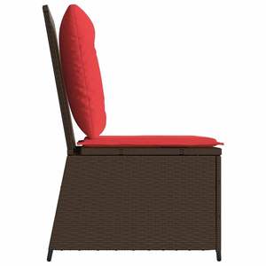 Sofá de Jardín de Ratán Sintético Marrón y Rojo con Cojín, Muebles Elegantes para Exteriores - Product Image 5