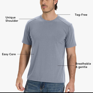 เสื้อยืดผู้ชายผ้าฝ้ายแท้ 100% คุณภาพสูง เป็นมิตรกับสิ่งแวดล้อม สีพื้น รับสกรีนลายตามสั่ง สไตล์ล่าสุด เหมาะสำหรับใส่กลางแจ้ง ระบายอากาศได้ดี แห้งเร็ว - Product Image 3
