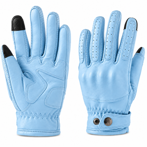 Guantes de Carreras de Cuero Impermeables con Dedos Completos, Compatibles con Pantalla Táctil, Cierre de Botón Antideslizante, Unisex, para Motocicleta/Motocross - Product Image 4