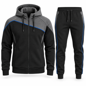 Custom Mens 360 GSM Lightweight 100% Polyester Fleece Winter Solid Eco-Friendly Tracksuit OEM Private Label Zip <b>Hoodie</b> Jogger - Product Image 1