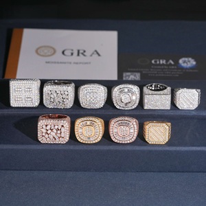 <b>Mens</b> 925 <b>Silver</b> Lab Grown Diamond Statement <b>Ring</b> Square Cluster Baguette Round Dress <b>Ring</b> - Product Image 1