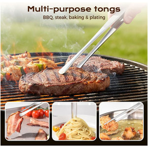 Pince de cuisine professionnelle en acier inoxydable, 2 pièces, 10 pouces, avec pointes dentelées de précision, pour chef, pour l'agencement des plats, respirante - Product Image 5