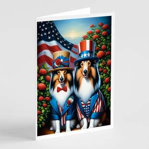 All American Sheltie Whimsical A7 Cartes de vœux Paquet de 8 cartes vierges avec enveloppes Taille 5x7 - Product Image 1