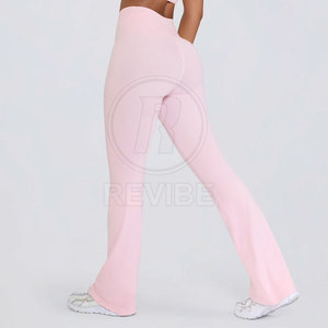 Custom Design Yoga Breathable Mid Waist <b>Flare</b> <b>Legging</b> Spandex Polyester Women's Unique Style - Product Image 2
