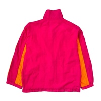 Survêtement vintage colorblock rose vif, veste coupe-vent et pantalon, tenue de sport légère pour l'été et les activités de plein air