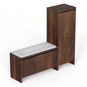 Meuble à chaussures en bois Mavis au design moderne avec assise rembourrée, armoire de rangement haute pour pantoufles et chaussures, idéal pour le salon - Product Image 6