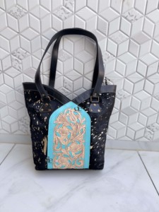 New Designer Women's Cowhide Metallic Leather Tote <b>Bag</b> Luxury Handmade Western Style <b>Shoulder</b> Handbag <b>Large</b> Capacity <b>Bags</b> - Product Image 1