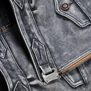 Vestes en jean décontractées, veste en cuir véritable 100%, cuir brun vieilli, vestes tendance pour homme, vêtements en cuir pour homme - Product Image 4