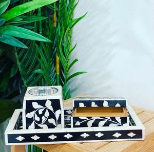 Brûleur d'encens Bakhoor arabe unique fait à la main en bois blanc avec incrustation d'os de nacre Taille de cadeau standard - Product Image 2