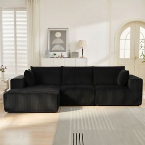 Divano Sezionale Modulare Moderno a L con Chaise Longue Imbottita Senza Struttura per Soggiorno - Product Image 1