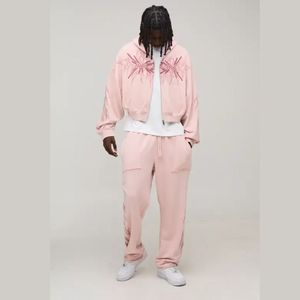 Conjunto de dos piezas vintage personalizado para hombre y mujer: Sudadera corta con cremallera y pantalones acampanados, chaqueta de algodón lavado, pantalones ajustados, chándal. - Product Image 1