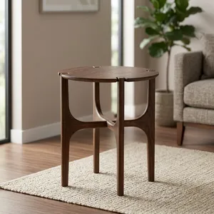Modern Round <b>Wooden</b> <b>Side</b> <b>Table</b> Solid Wood Accent End <b>Table</b> Minimalist Living Room Bedroom Furniture Contemporary Decorative - Product Image 4