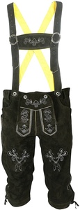 Auténtico cuero Lederhosen largo negro bávaro hombres Oktoberfest Lederhosen - Product Image 2