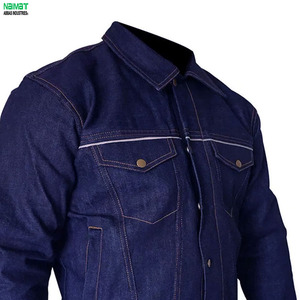 Mens Classic Indigo Blue Trucker Jacket Long Sleeve Casual Coat Durable Cotton Daily Wear Outerwear Cotton <b>Material</b> - Product Image 3