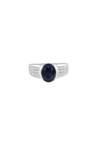 Anillo de Zafiro Azul y Diamantes en Plata de Ley 92.5 KLSR-11715 - Product Image 6