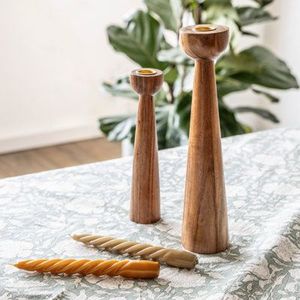 Support à bougies chauffe-plat en bois haut de gamme, fait main, pièce maîtresse décorative pour table de repas festive et décoration intérieure contemporaine - Product Image 4