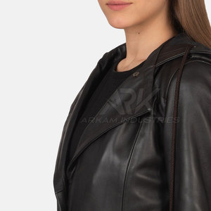 Abrigo de Cuero para Mujer de Alta Calidad con Acabado de Material Suave y Comodidad Relajada para Looks de Moda Diaria - Product Image 6