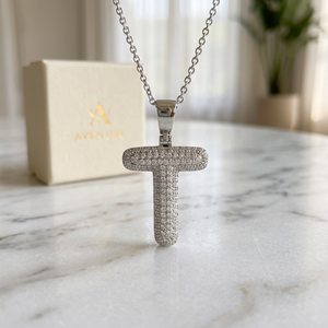 Collier pendentif lettre en argent sterling 925, élégant, avec zircone et plaqué rhodium, achat de bijoux en ligne - Product Image 3