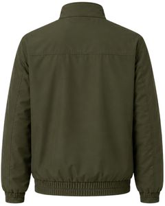 Chaqueta Bomber Ligera Personalizada Verde Oliva para Hombre, Chaqueta Cortavientos Casual con Cierre Completo, Cuello Alto, Estilo Urbano Otoñal - Product Image 2
