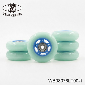 Ruedas de Patines en Línea de PU de Color Azul Cielo de 76x24 mm para Minoristas Deportivos Europeos OEM - Product Image 3