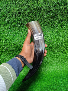 United Trade World Original 12 pouces poli naturel boeuf Viking support de corne à boire nouveau cadeau de toile de jute accessoire de boisson - Product Image 4