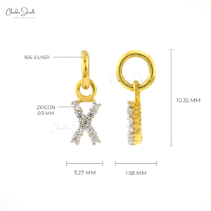 จี้ตัวอักษร X ประดับเพทายสีขาวธรรมชาติทรงกลมขนาด 0.9 มม. ผลิตจากเงินแท้ 925 ขัดเงาอย่างดี เหมาะสำหรับเป็นของขวัญให้แฟนสาว - Product Image 2
