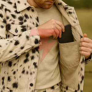 Modern Hair On <b>Leather</b> <b>Jacket</b> For <b>Men</b> Premium Craftsmanship Stylish Winter Wear Comfortable Custom Outerwear Design - Product Image 3