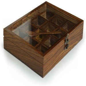 Boîte à épices en bois de forme ronde, best-seller pour la cuisine et les restaurants, dernière boîte à masala avec support à épices pour l'Inde - Product Image 2