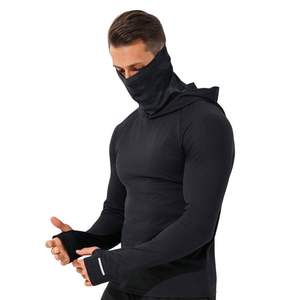 เสื้อเจอร์ซีย์ตกปลาแบบมีฮู้ดกันน้ำ พิมพ์ลายโลโก้ตามสั่ง OEM/ODM พร้อมหน้ากากปิดจมูกแบบมีรูสอดนิ้วโป้ง ผลิตจากผ้าสแปนเด็กซ์/โพลีเอสเตอร์ ป้องกันรังสียูวี - Product Image 1