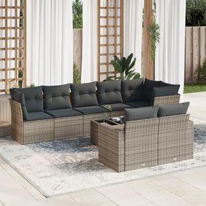 Sofa de jardin en rotin PE gris avec acier enduit de poudre et verre trempé Mobilier d'extérieur de qualité supérieure - Product Image 1