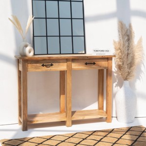 Console en bois Vandana Sierra Arion avec deux tiroirs, meuble d'appoint moderne en bois massif - Product Image 6