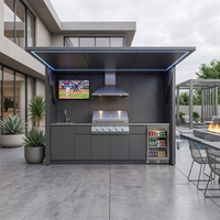 Structure de cuisine extérieure haut de gamme en acier inoxydable, anti-rouille, pour barbecue, de haute qualité, avec accessoire évier