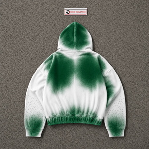 Sweat-shirt à capuche zippé dégradé vert et blanc, coupe oversize, streetwear unisexe, veste à capuche premium ombrée, fermeture éclair intégrale, effet vintage délavé - Product Image 6