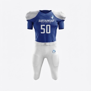 Custom Blue and White American Football <b>Padded</b> Jersey and Pants Set Two-Tone Team Uniform with Player Number Sublimated Uniform - Product Image 3