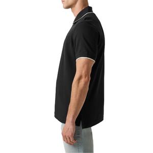 Polos para hombre Camiseta de polo de golf de algodón de manga corta ajustada Camisetas de polo negras de algodón suave de punto acanalado - Product Image 4