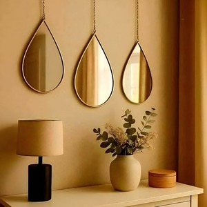 Large Modern Gold Steel Frame Metal Makeup Wall Full-Length Body <b>Long</b> Teardrop Design Bathroom Luxury Home Decor <b>Mirror</b> - Product Image 1