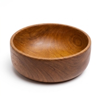 Bol en bois de teck massif de qualité alimentaire, cylindrique, pour salade, fait main, ustensile de cuisine, vaisselle balinaise haut de gamme, passe au lave-vaisselle, lot de 4 pièces