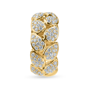 Bague de fiançailles de luxe pour femme en or jaune avec diamants taille brillant rond, style alliance éternité - Product Image 2
