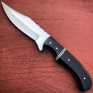 Custom Size Premium Quality Handmade Stainless Steel Serrated Edge Hunting Skinner <b>Knife</b> Wood Handle Clip Point OEM Leather - Product Image 6