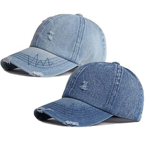Gorra de Béisbol Unisex de Mezclilla, 6 Paneles, Ajustable, Lavada, de Color Sólido, Informal, para Primavera/Verano, Talla Adulto - Product Image 6
