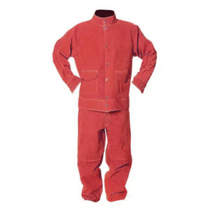 Tablier de travail en cuir avec manches, veste de soudage en cuir robuste résistante aux flammes, pantalon de soudage - Product Image 1