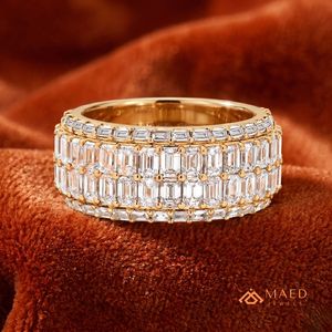 18K Gold Plated Baguette Moissanite Diamond Eternity <b>Ring</b> Luxury Wedding Band Women USA - Product Image 1