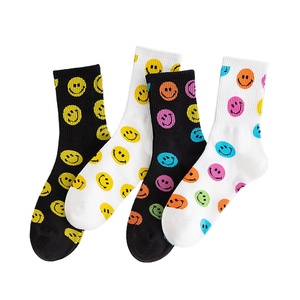 <b>Hot</b>-selling Women Smile <b>Socks</b> Custom Design Knitted Crew <b>Socks</b> Ladies Tube Cotton <b>Sock</b> Wholesale Low MOQ - Product Image 2