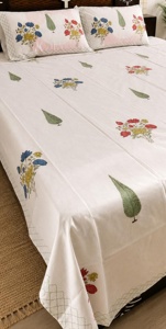 Hand Block Print <b>King</b> <b>Size</b> Cotton Bed <b>Sheet</b> White Floral Bedding Set with Pillow Covers Jaipur Handmade Indian Boho Bedroom - Product Image 6