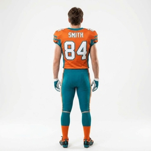Tenue d'équipe 100% polyester respirant à manches courtes, uniforme de football américain personnalisé avec impression frontale, dernier design, écologique - Product Image 2