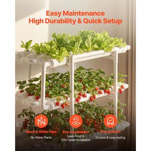 Sistema di Coltivazione Idroponica a 3 Livelli con 108 Siti in Tubi UPVC, Kit con Irrigazione Temporizzata e Protezione Solare per Giardinaggio Domestico e Commerciale - Product Image 2