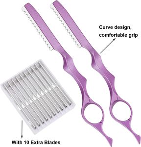 Hair <b>Cutter</b> Metal Single <b>Edge</b> Blade Straight Carbon Steel Safety Razor with Rubber Handle Right-Handed for Hair Thinning - Product Image 5